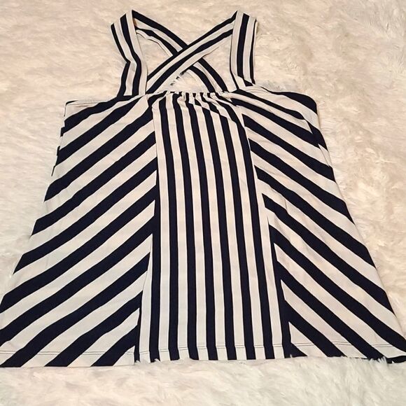 BR Navy and White Striped Top S - Picture 1 of 6